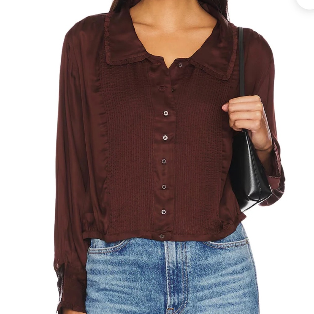 THE GREAT. Finch top in cinnabar